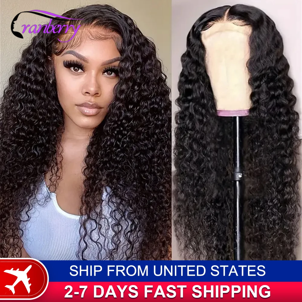 Human Hair Lace Wigs Remy Brazilian Transparent Water Wave 13x4 Lace Frontal Wig 180% Density Cranberry Hair 13x4 Lace Front Wig