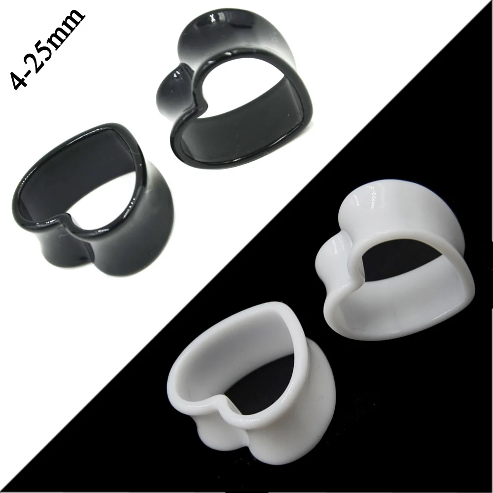 2pcs Ear Tunnel Plug White Black Clear Acrylic Double Flare Ear Gauges Saddle Expander Stretcher Body Jewelry