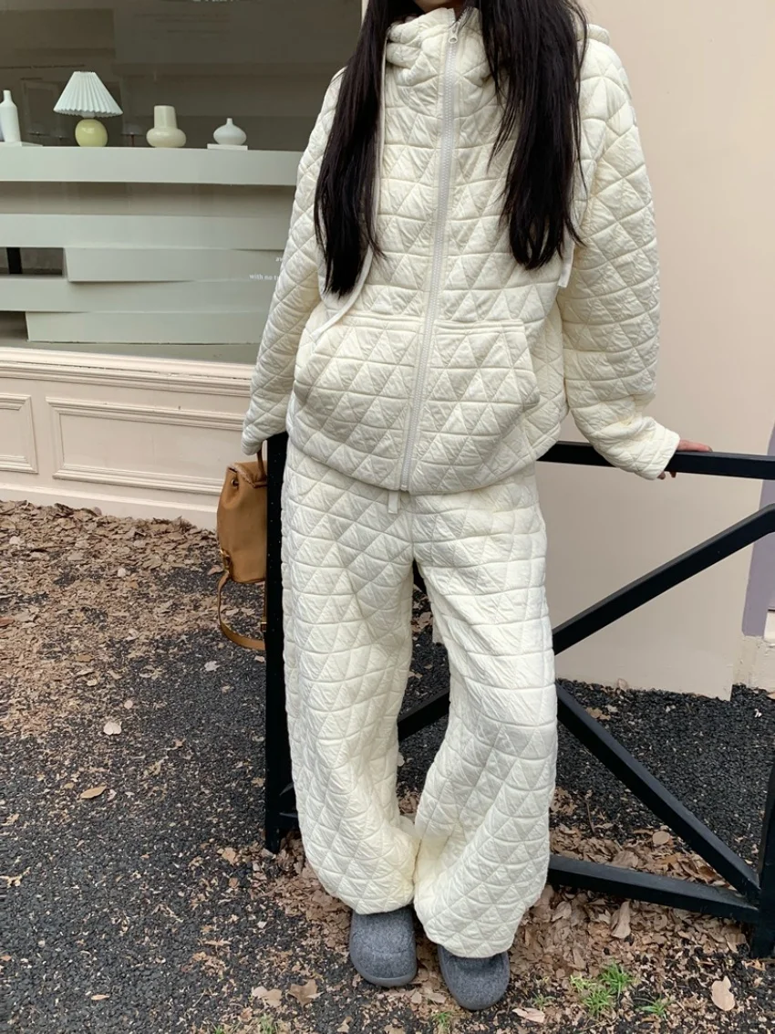 Alien Kitty Winter Office Lady Women Suits Chic Casual New Fashion 2026 Cotton Padded Coats Loose Elegant Straight Pants