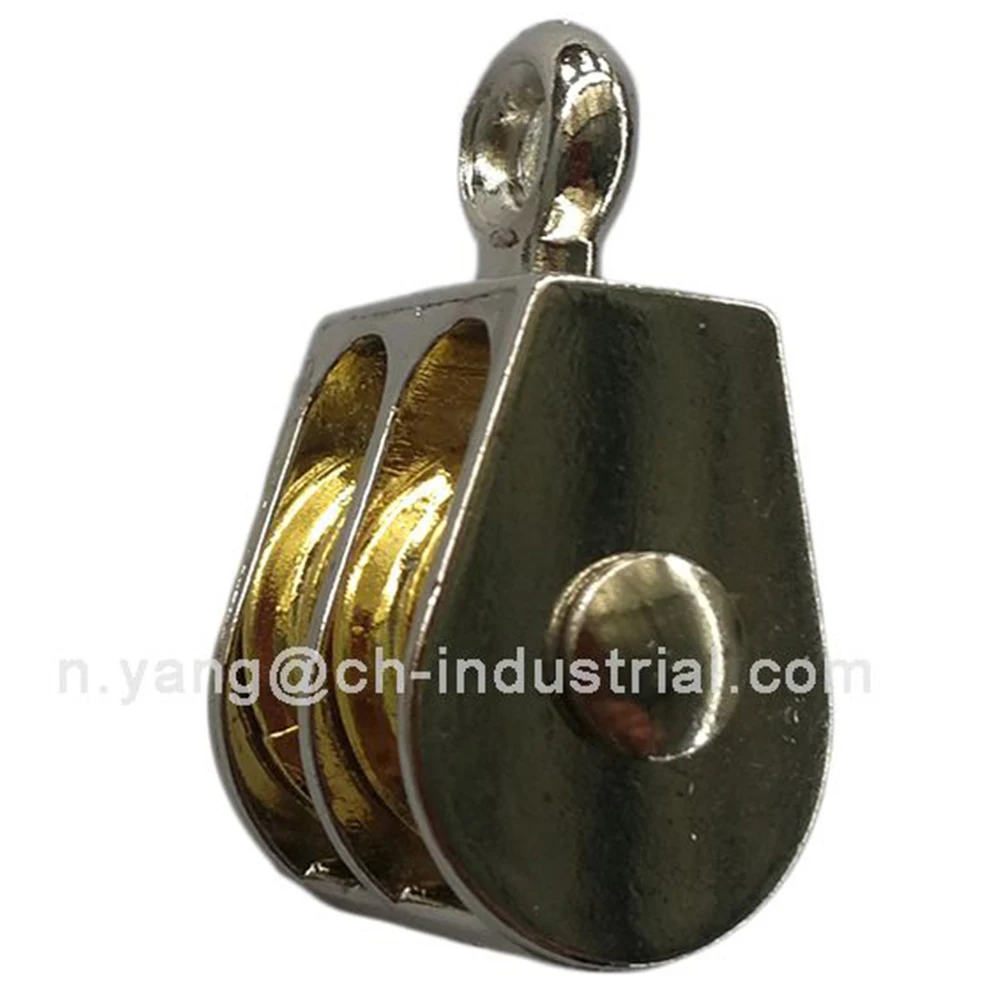 Zinc Alloy Nickel Plated Crane Lifting Dual Pulley Roller Hanging Wire Towing Fixed Eye Double Sheave Wire Rope Pulley Block