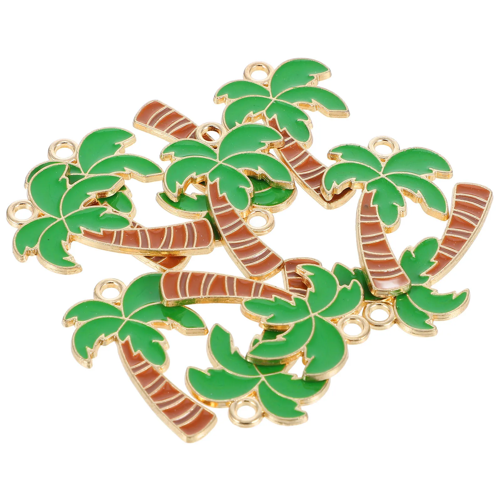 

10Pcs Coconuts Palm Tree Pendants Metal Craft Charms DIY Tropical Jewelry Making Bracelets Necklaces Keychain Accessories