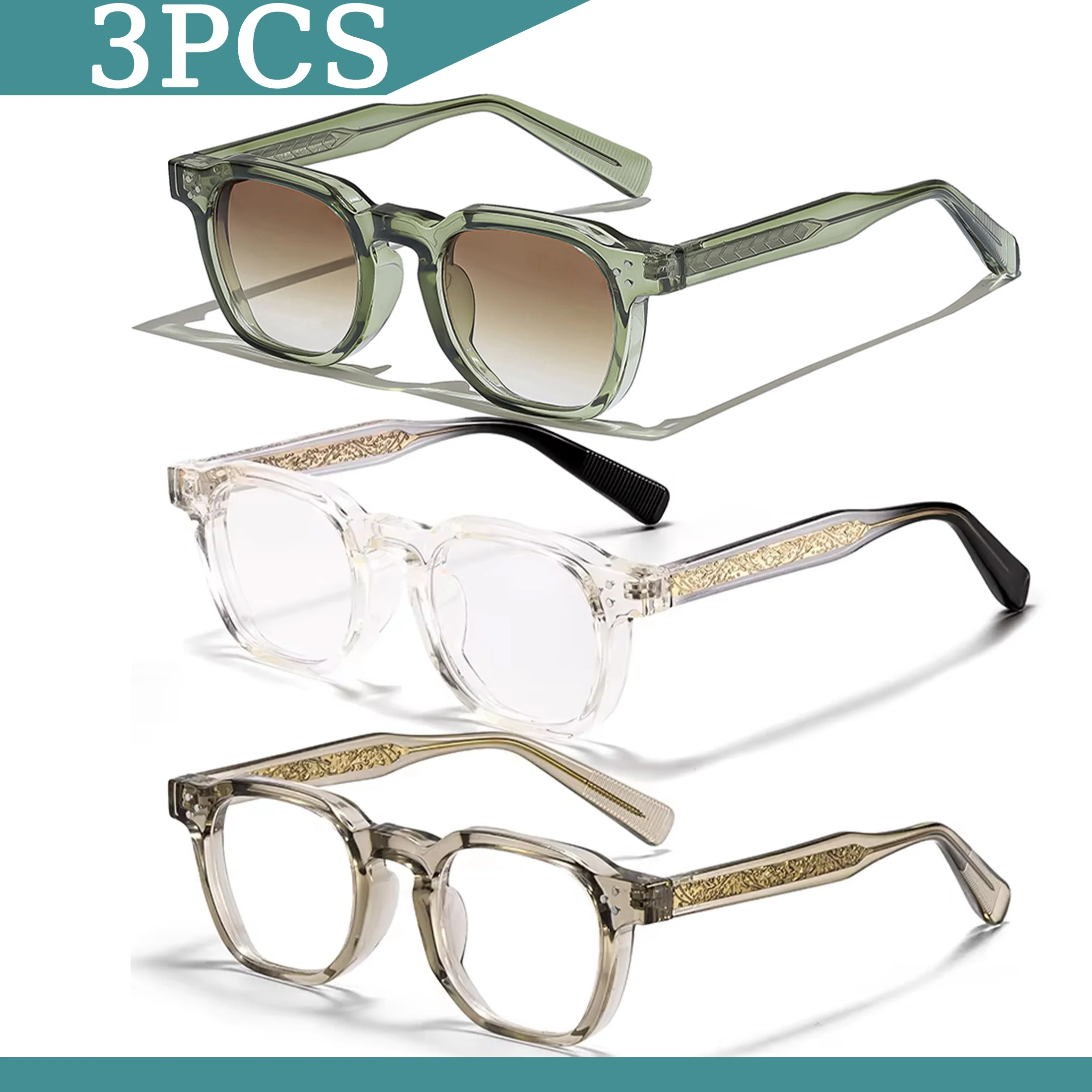 1/2/3 PCS HBK Wholesale Vintage Square Flat Light Glasses Sunglasses Men Women Fashion Eyewear Minimalist Match Gift