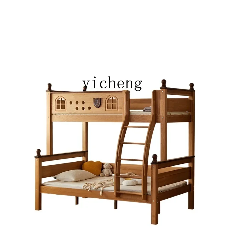 Upper and Lower Bunk Bunk Bed Solid Wood Children's Bed Apartment Height-Adjustable Bed Two-Storey