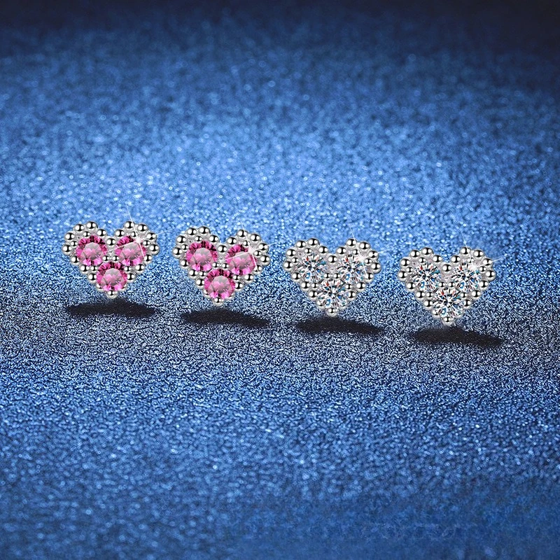 

New Light Luxury s925 Silver Inlaid Diamond Earrings, Symmetrical Earrings for Women, Love Earrings, Wedding Jewelry