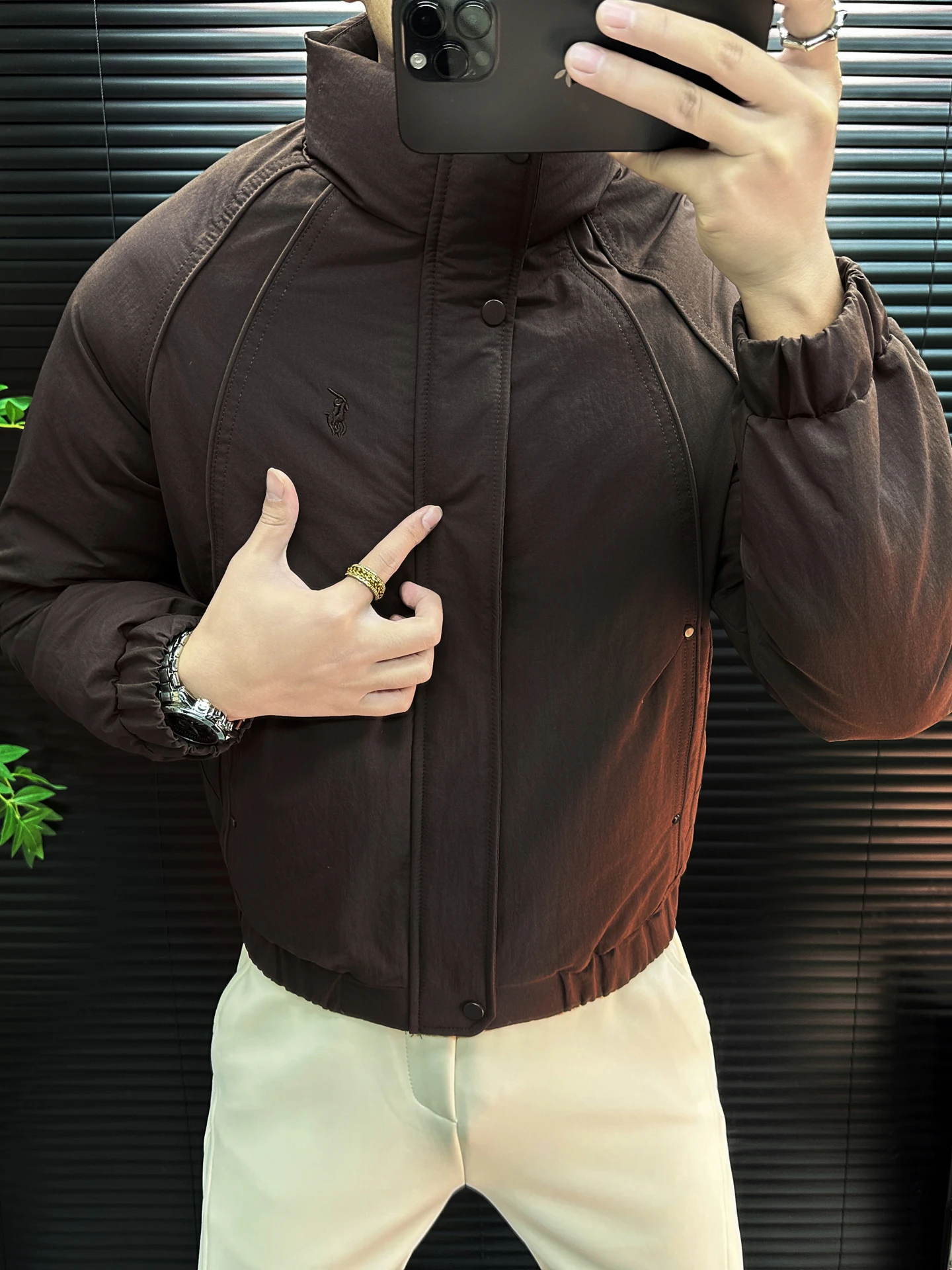 

Модная минималистичная роскошная хлопковая куртка с воротником-стойкой, короткая, в повседневном стиле, для молодых мужчин, зимняя, высококачественная уличная одежда