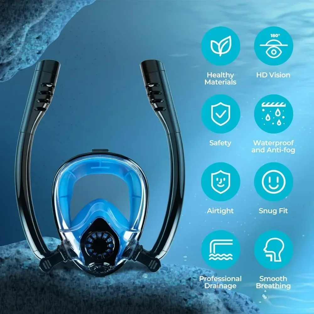 Diving Tank with Snorkel Mask 0.5L Mini Scuba Portable Lungs Oxygen Cylinder Full Face Diving Mask Underwater Breath System