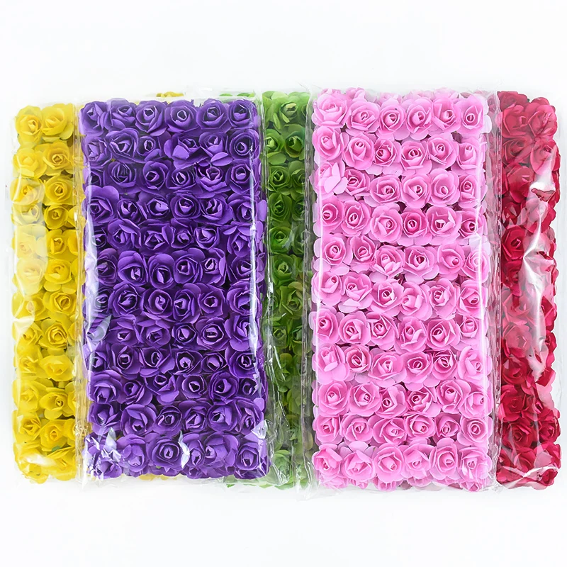 144/288 stücke 2cm Mini Papier Rose künstlichen Blumenstrauß für Hochzeit Home Decoration DIY Scrap booking Handwerk gefälschten Pflanzen Kranz – Detail 9