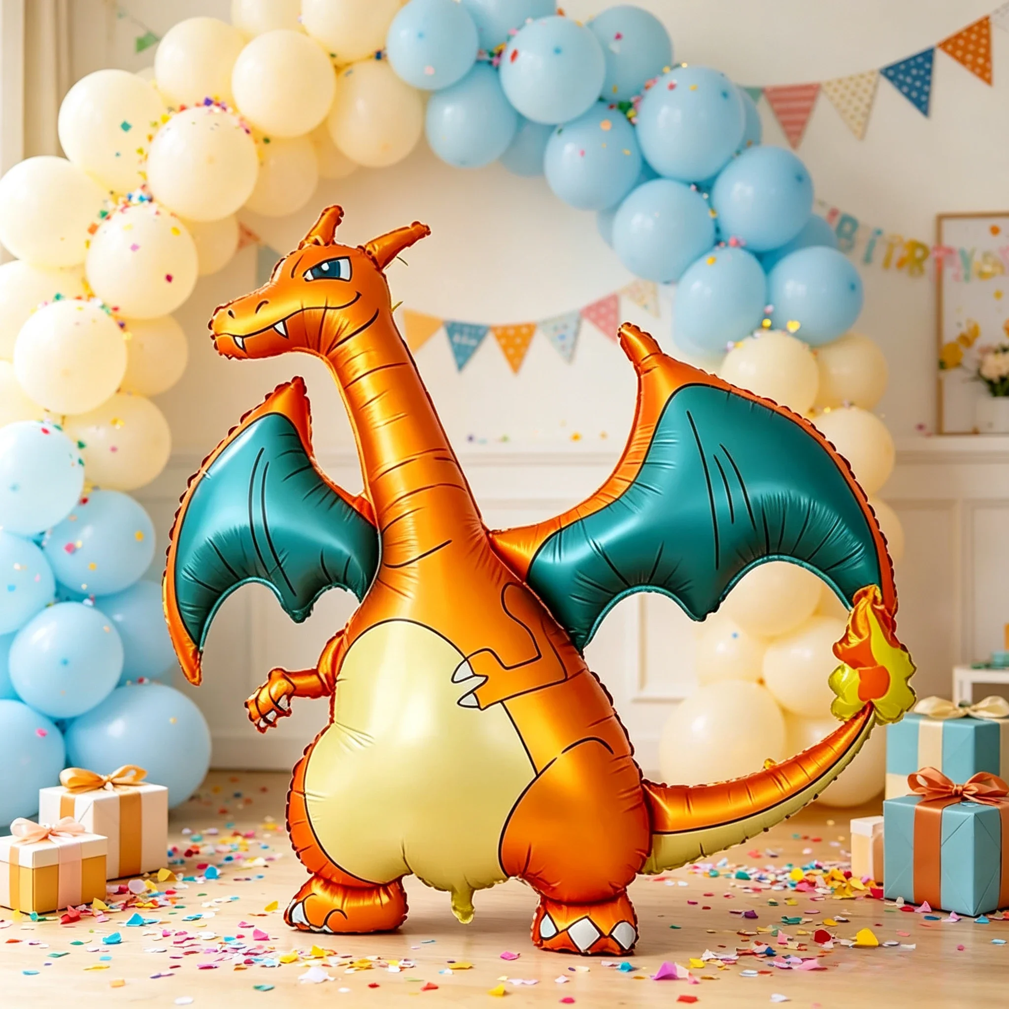 Großer Pikachu Dinosaurier Glurak Ballon Geburtstagsfolienballons Partydekoration Glurak Ballons Gastgeschenke Zubehör