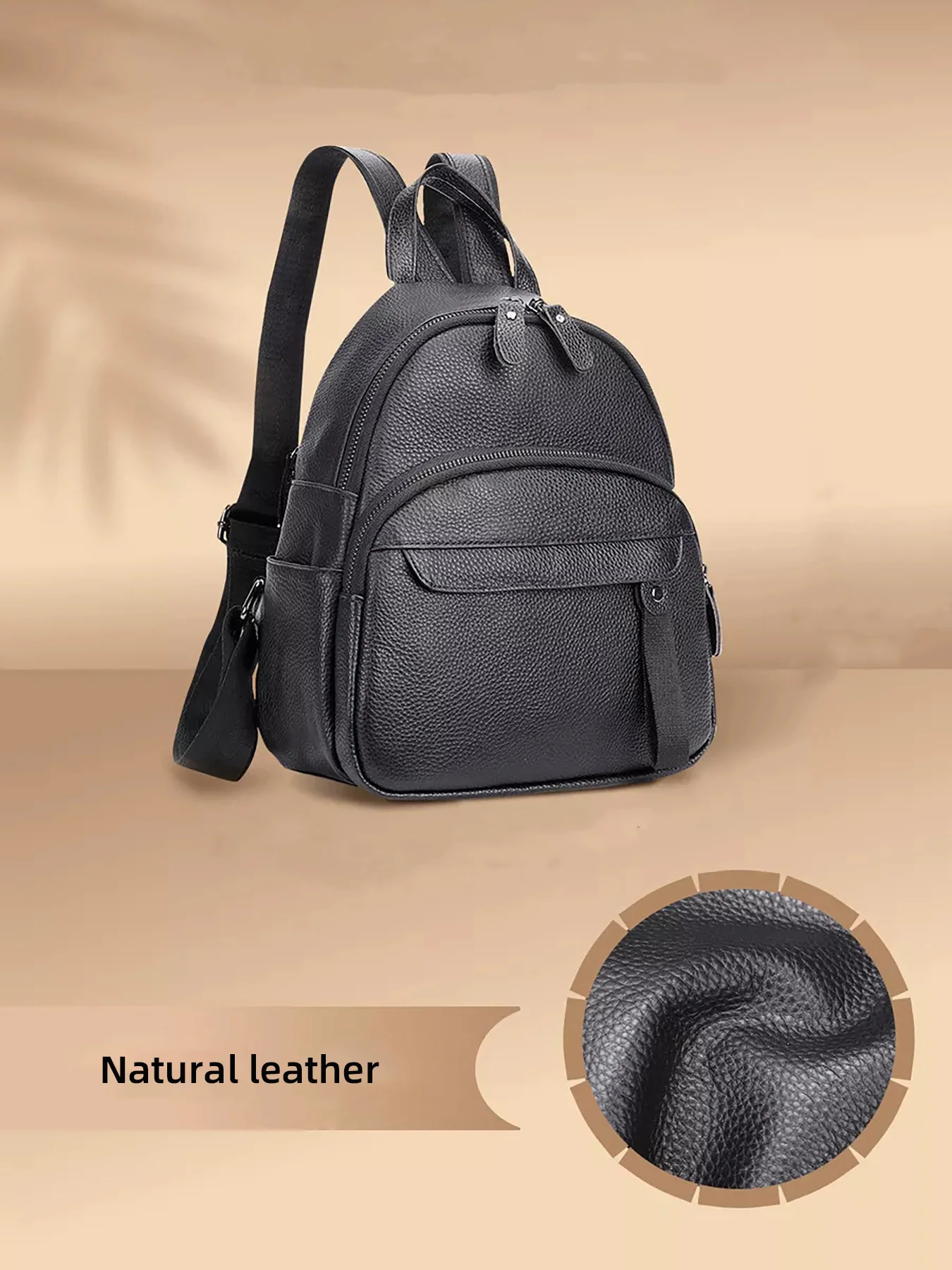 NASVA Echtes Leder Mode Damen Rucksack Neue Kopf Schicht Rindsleder Kleine Schulter Tasche Student Schul Täglichen – Detail 5