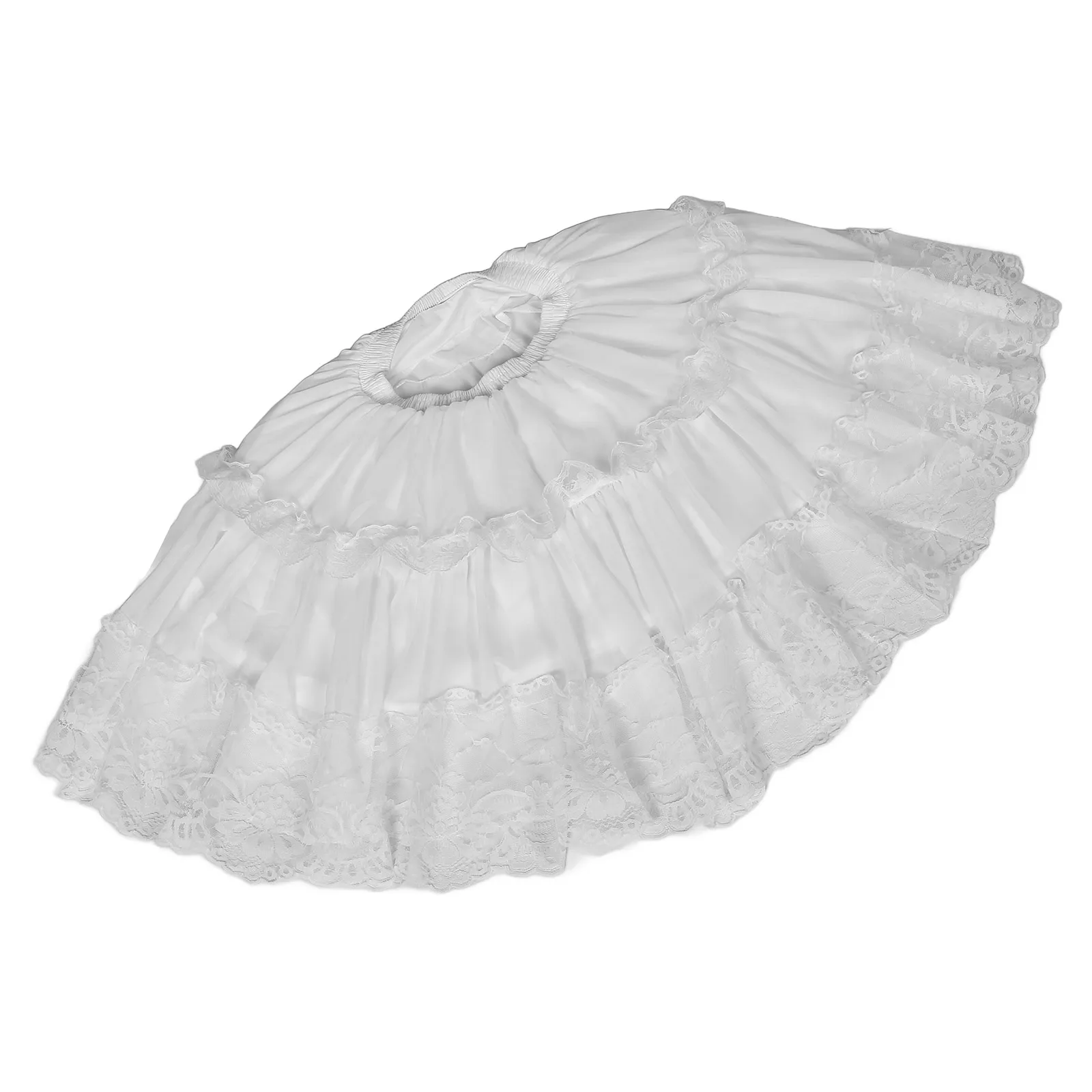 

Adjustable Short Petticoat Skirt For Women White Lace Ruffle Underskirt Lightweight Comfortable Tulle Petticoat For
