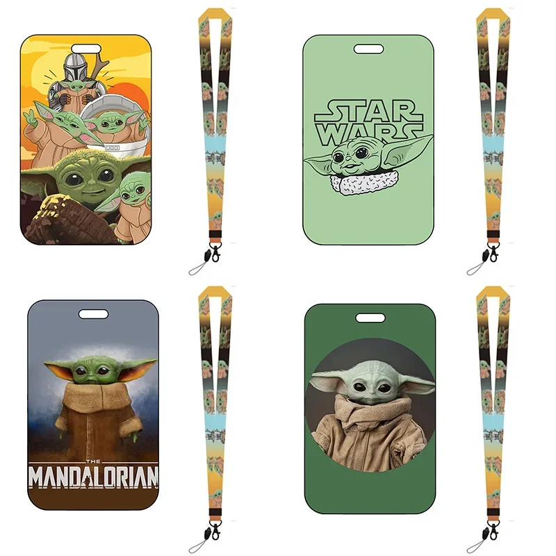 Star Wars Baby Yoda Card Holder Lanyard Phone Rope ID Card Badge Holder Neck Strap New Cartoon Keychain Lariat Card Cover Gift