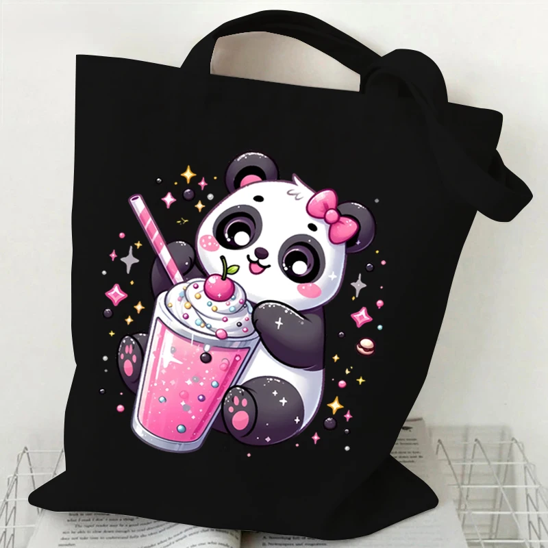 Sac fourre-tout imprimé de dessin animé pour femmes, sac à main en toile, sac à provisions pour étudiants, sac à main Y2K, KrasnoFunny, animal mignon, amoureux de la mode