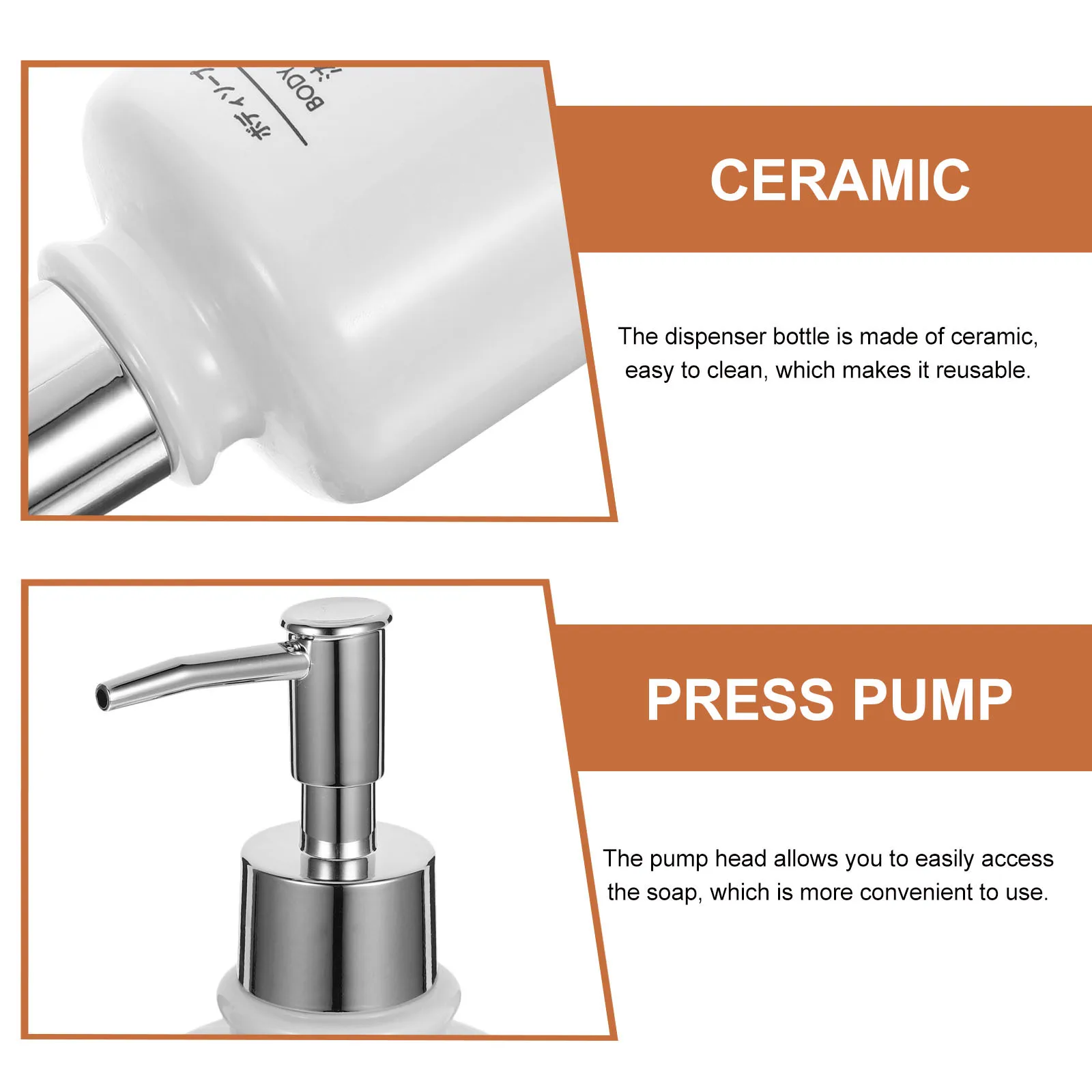 

Ceramic Soap Dispenser Press Type Refillable Pump Bottle Bathroom Hand Soap Shampoo Conditioner Storage Container