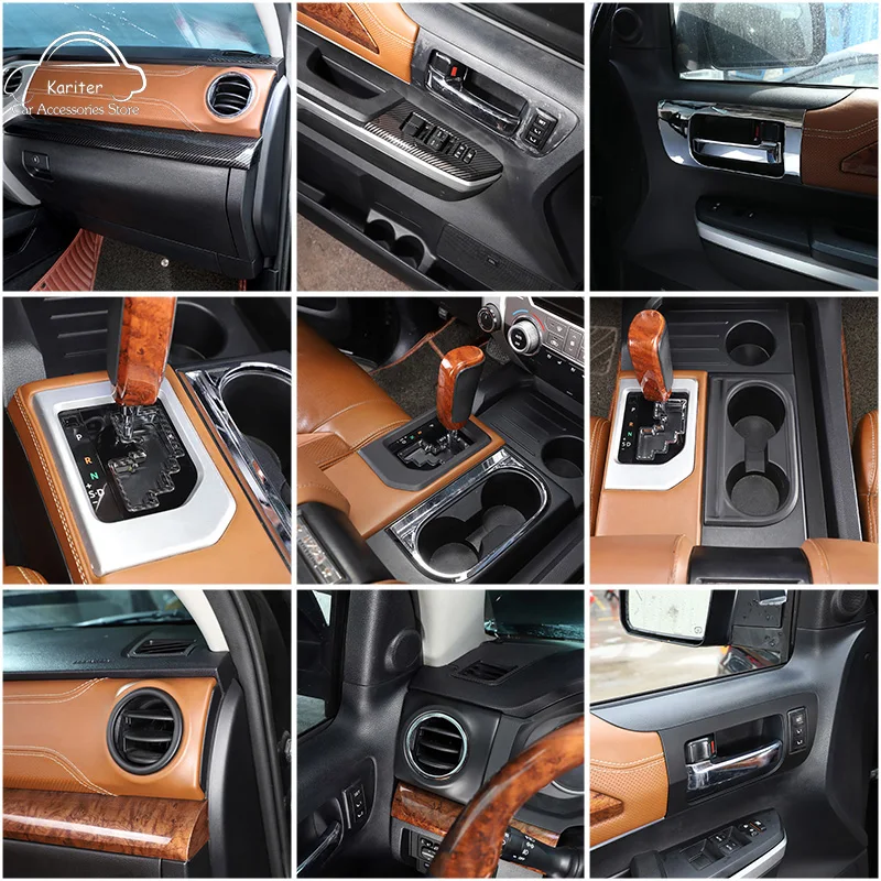 

For Toyota Tundra 2014-2021 ABS Carbon Fiber Car Central Control Decorative Panel Interior Strip Sticker Interior Accessories