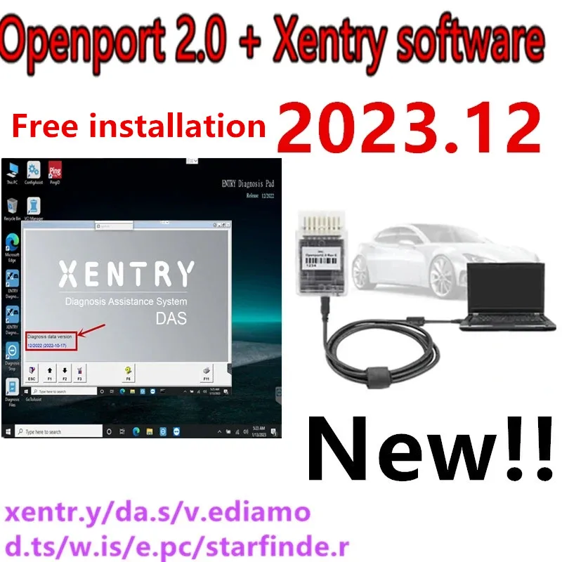 2023.12 XentryDiagnostic Software with Tactrix Openport 2.0 ECU Chip Tuning Tool OBD 2 OBD2 Scanner Tool xentry software instal