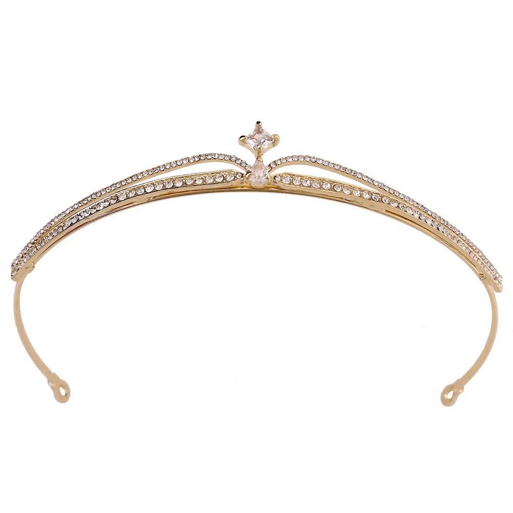 Fashion Gold Color Crystal Bridal Tiaras Crowns Headband Women Party Rhinestone Pageant Diadem Wedding Hair Accessories Jewelry