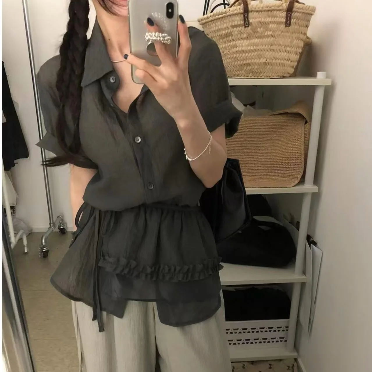 ฤดูร้อน Simple Ba สายกระชับสัดส่วน Earlet Ruffle ชุดผ้าม่านผู้หญิง irt เส้นใยโพลีเอสเตอร์ ort Sve บาง Sle ทน t...