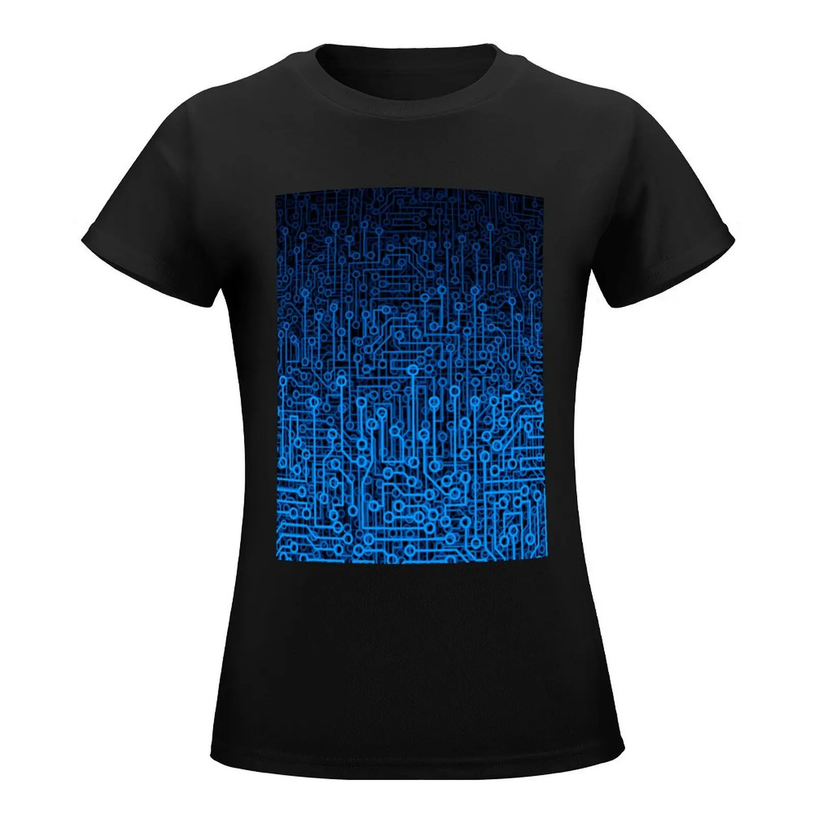 Reboot III BLUE Computer Circuit Board Pattern T-Shirt cute tops anime clothes plus size tops female Women tops