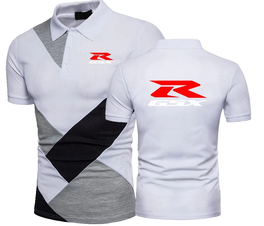 R LOGO Moto Men Polo Shirt Splicing Motorcycle Suzukies Men\'s Retro Tops Shirt Boy Women Hondaes F1 Polos Shirt S-4XL