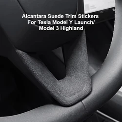 Alcantara Suede Guarnição Adesivos, Painel Volante, Patch adesivos para Tesla Model 3, Highland, Novos Acessórios, 2024