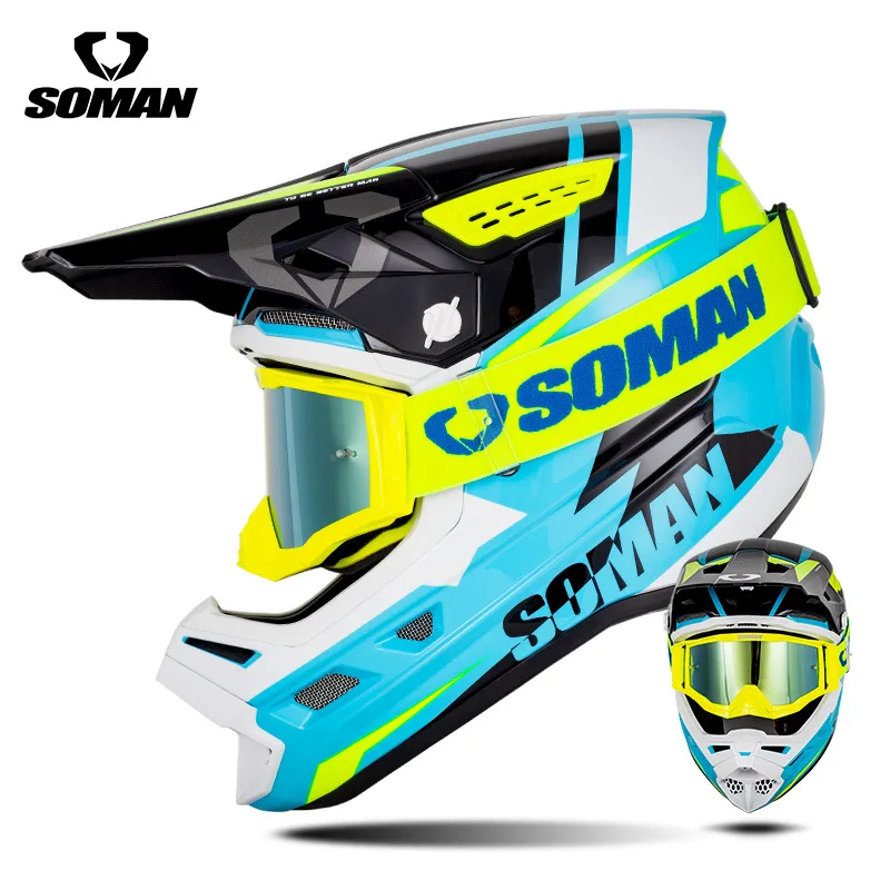 SOMAN Professional Racing Motocross Helmet Off Road Helmet Motorcycle Cartoon Childrenr ATV Motorcycle MTB Helmet