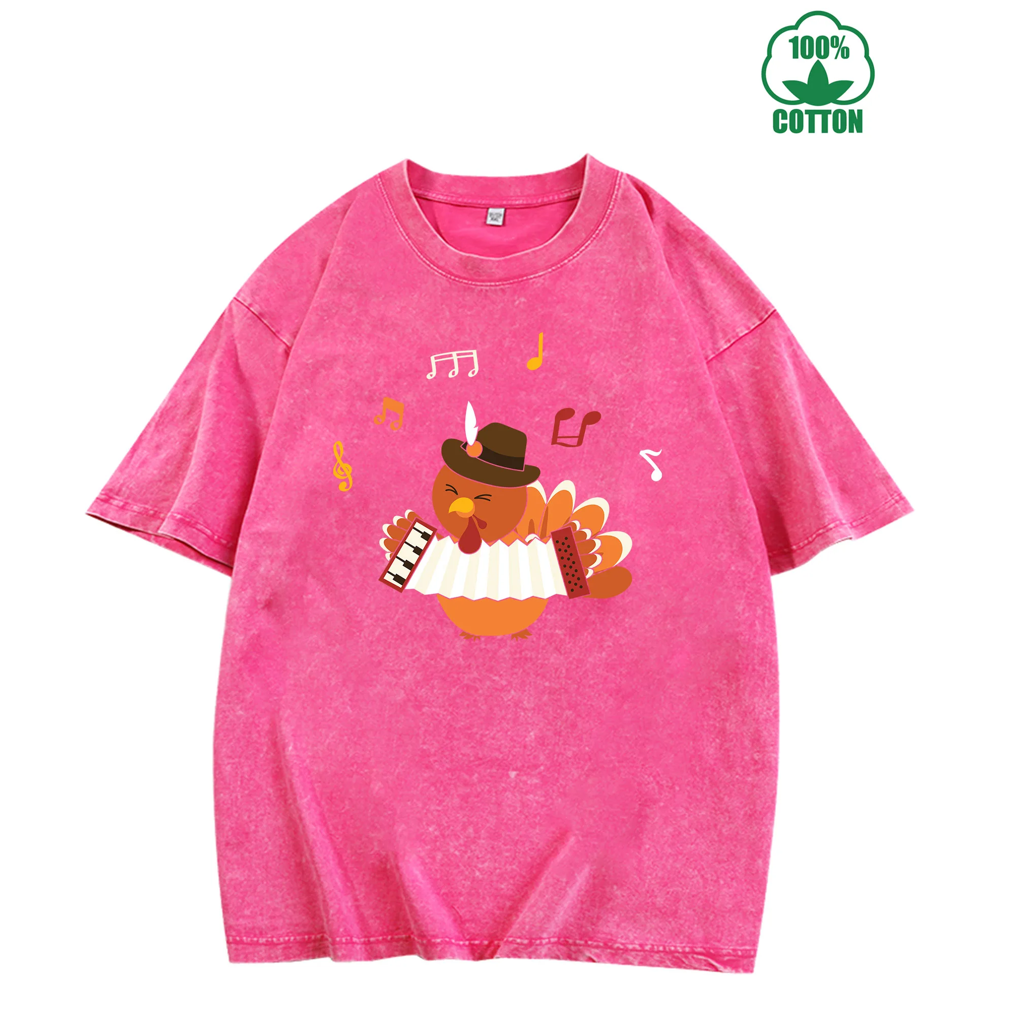 Thanksgiving Turkey Vintage Washed T-Shirt 230g 100% Cotton Unisex Comfortable Oversized Streetwear