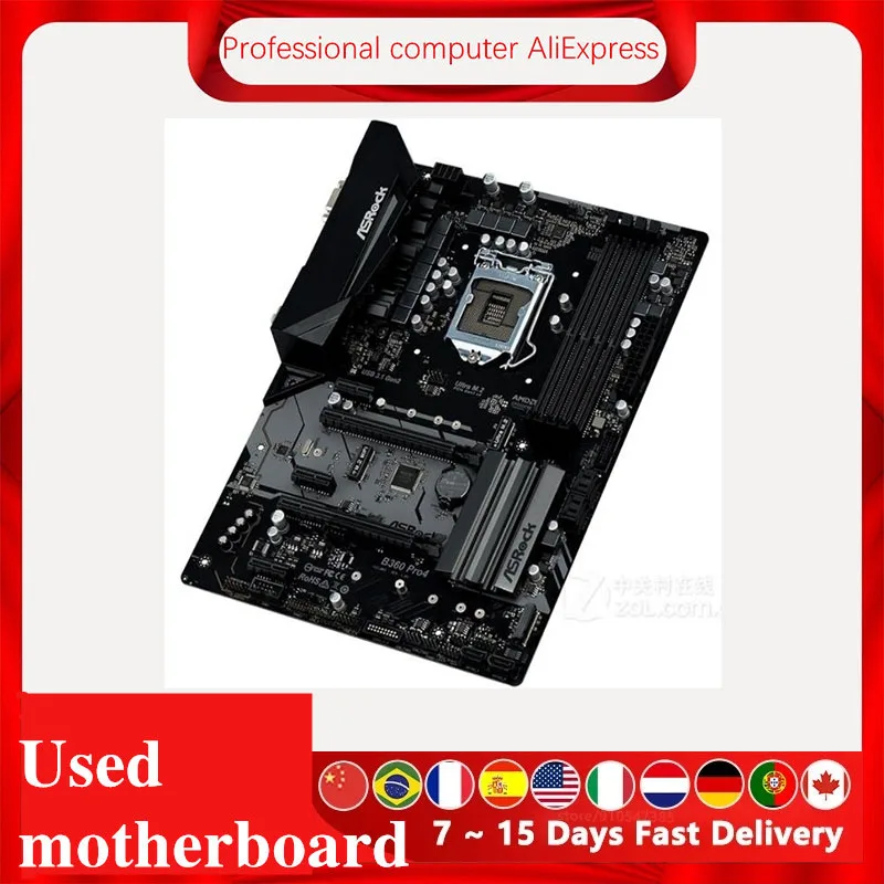 Imagem -02 - para Asrock B360 Pro4 Usado Original Desktop Intel B360 B360m Ddr4 Motherboard Lga 1151 i7 i5 i3 Usb3.0 Sata3