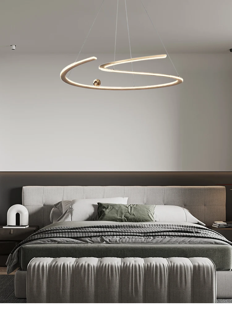 Italian style minimalist irregular line living room lamp designer acrylic ribbon light bedroom ring main chandelier