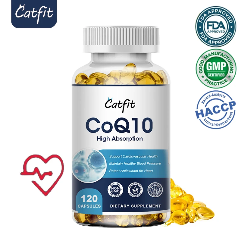 

Catfit High Absorption Coenzyme Q10 Capsules Healthy Cardiovascular Male Supplement COQ10 Promotion Discounts Blood Sugar Health