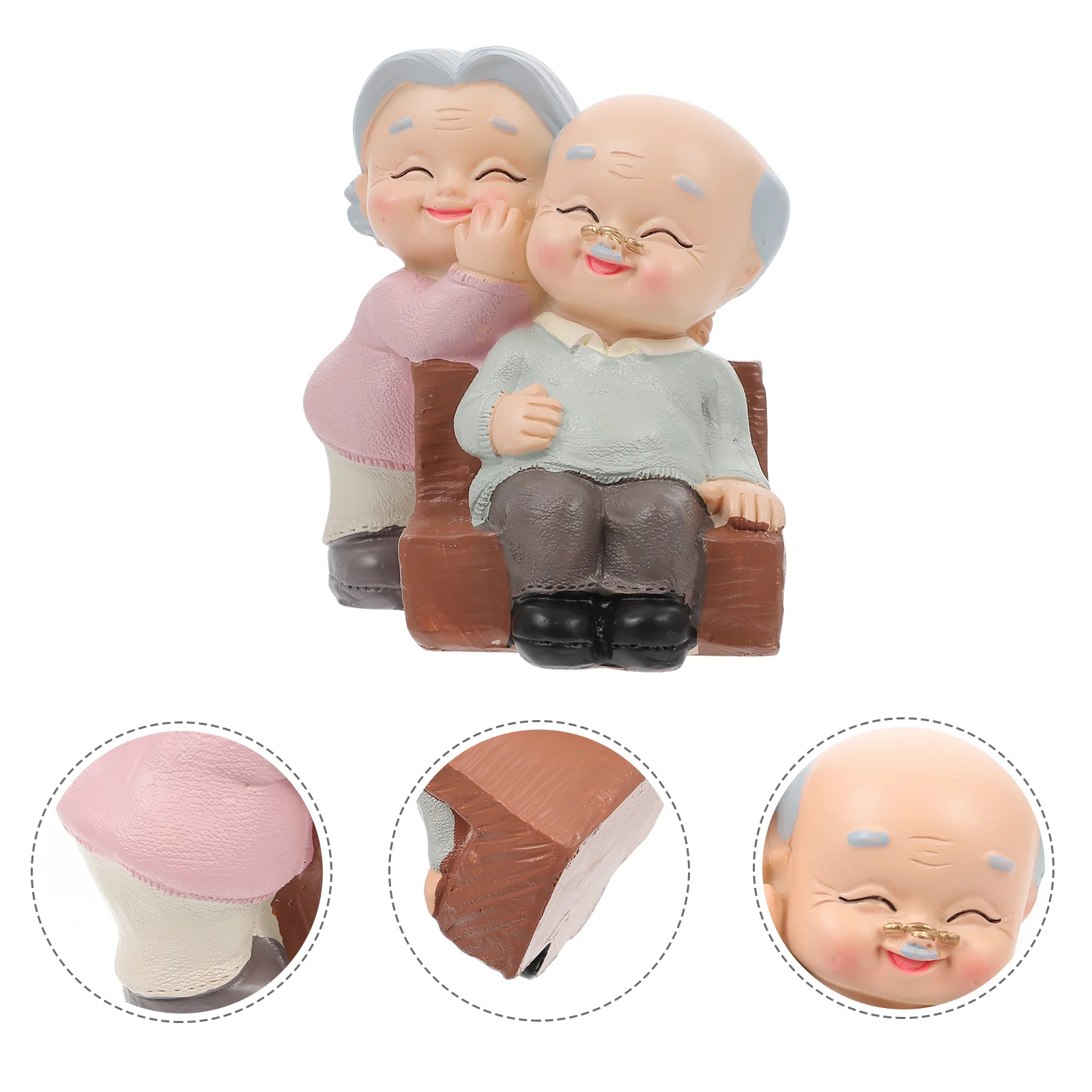 Elderly Couple Figurines Mininature Grandparents Statue Old Man Granny Ornaments The Gift Cake Resin Lovers