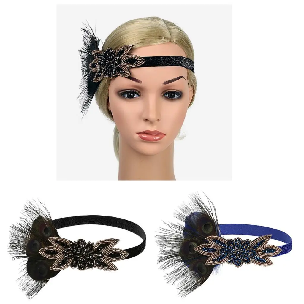 Retro 1920s Flapper Headpiece Jewelry Rhinestone Hair Band for Women Party and Special Events