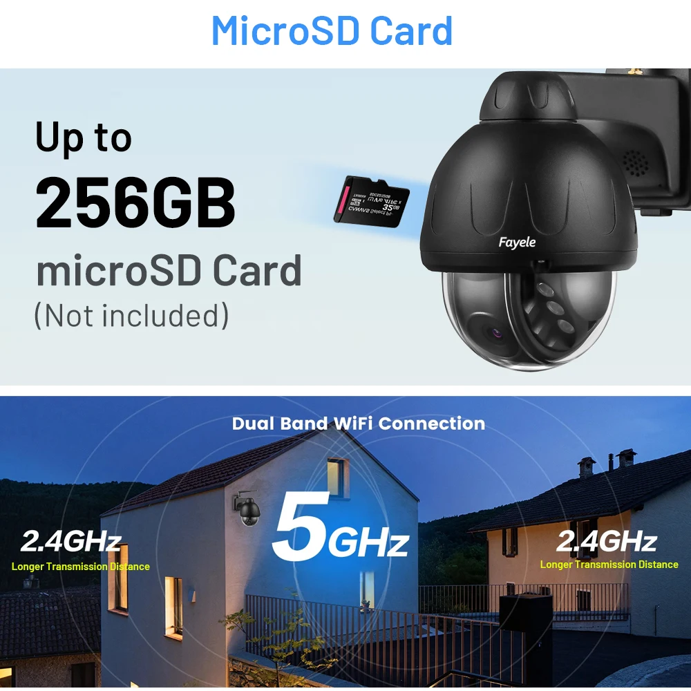 Imagem -04 - Auto Rastreamento 2.4g 5g sd Lente 2.8 mm Áudio 2way Wifi Exterior 4k 8mp ir Câmera ip de Segurança Doméstica Câmera Ptz sem Fio 5mp 28 Milímetros