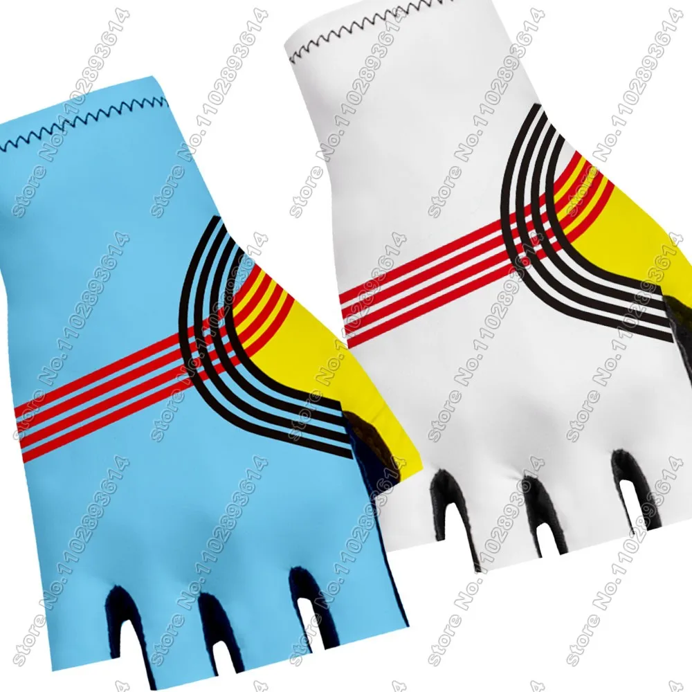 Belgium National Team Cycling Gloves 2024 Team Italy Bicycle Gel Half Finger Gloves One Pair Size Guante Ciclismo Gant