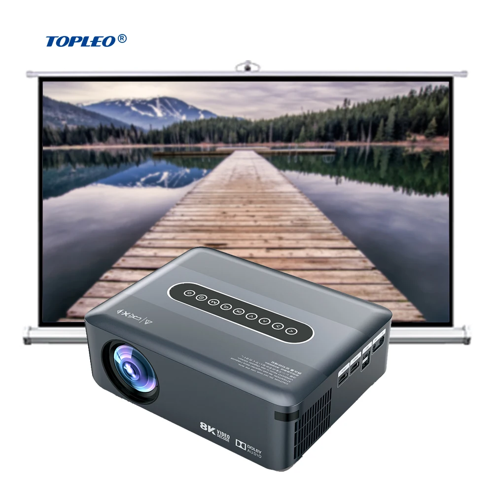 Topleo Phone Mirroring LCD Projector Home Theater Office Home Education Hotel Movie Beamer Hd 1080p Android Projector