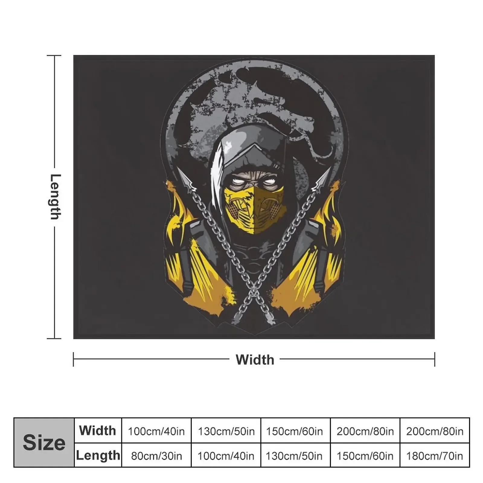 Mortal Kombat Scorpion White Eyes Throw Blanket Hair manga Soft Big Blankets