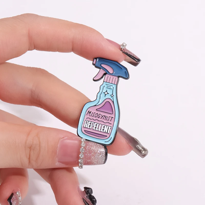 Colorful Anxiety Spray Enamel Pins Cartoon Creative Detergent Spray Lapel Badges Backpack Hat Decorative Brooches Accessory Gift