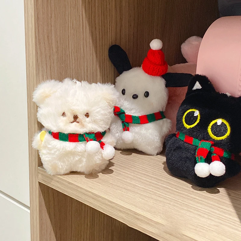 10cm Cute Black Cat Plush Toy Cute Stuffed Kitten Dod Doll Small Plush Keychain Christmas Couple Backpack Pendant Girl Kid Gift