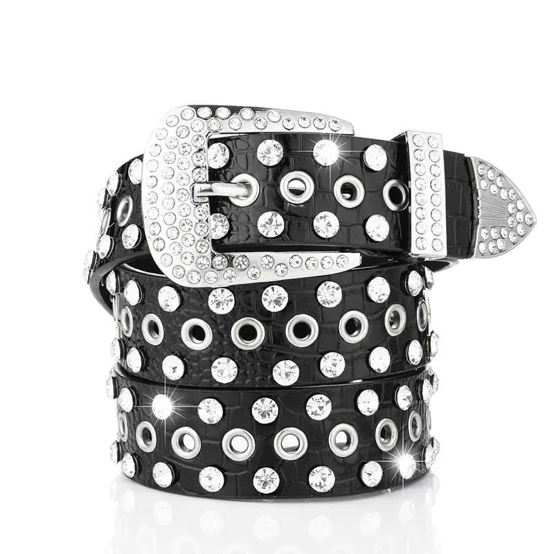 Wholesale of Korean Version Fashionable Girl Denim Belt with Diamond Inlaid Water Diamond Belt for Women\'s Decoration