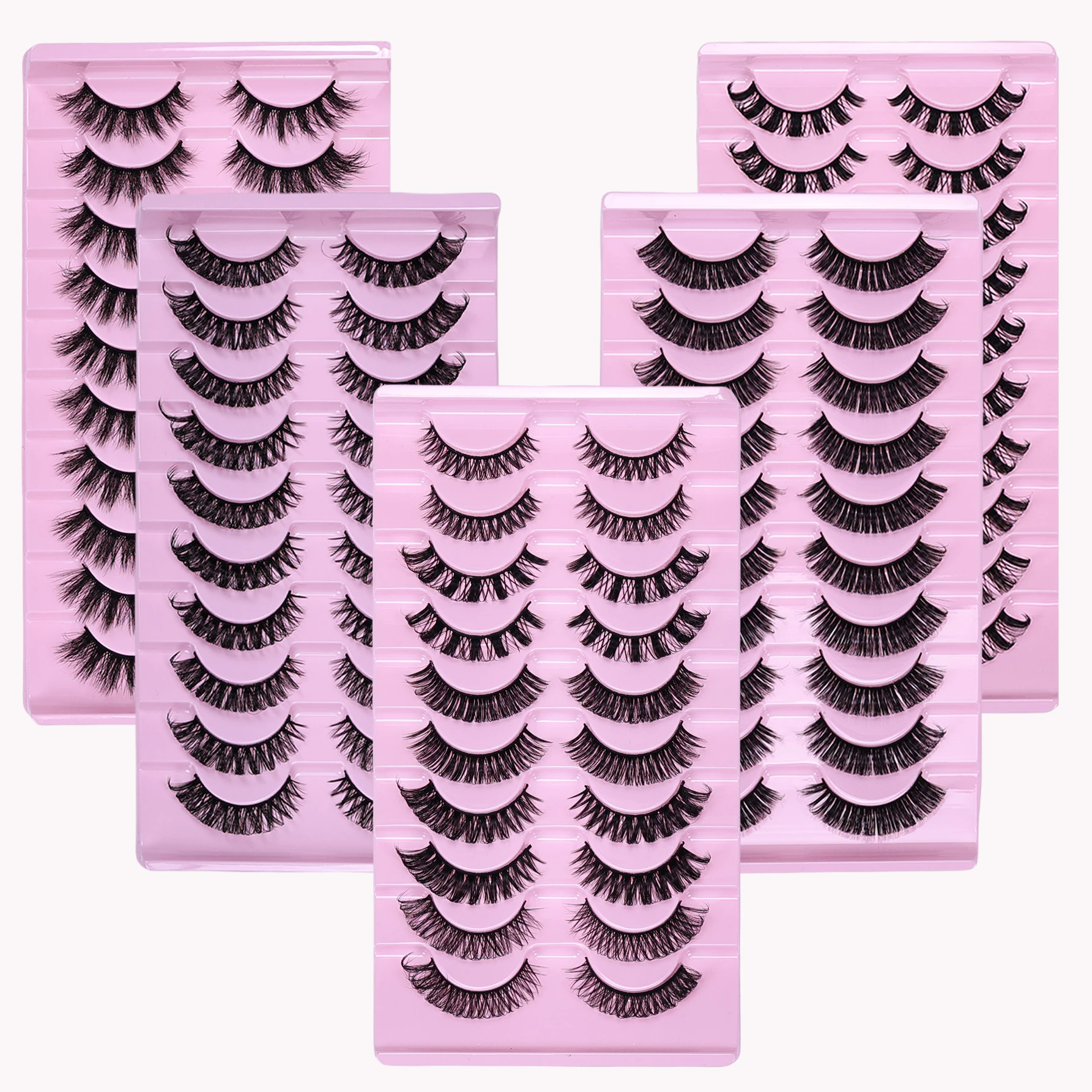 D-Curl Russische Streifenwimpern Flauschige Volumen-Falschwimpern D-Curl Dramatische Unordentliche Katzenaugen-Wimpern Make-up Kunstwimpern – Detail 4