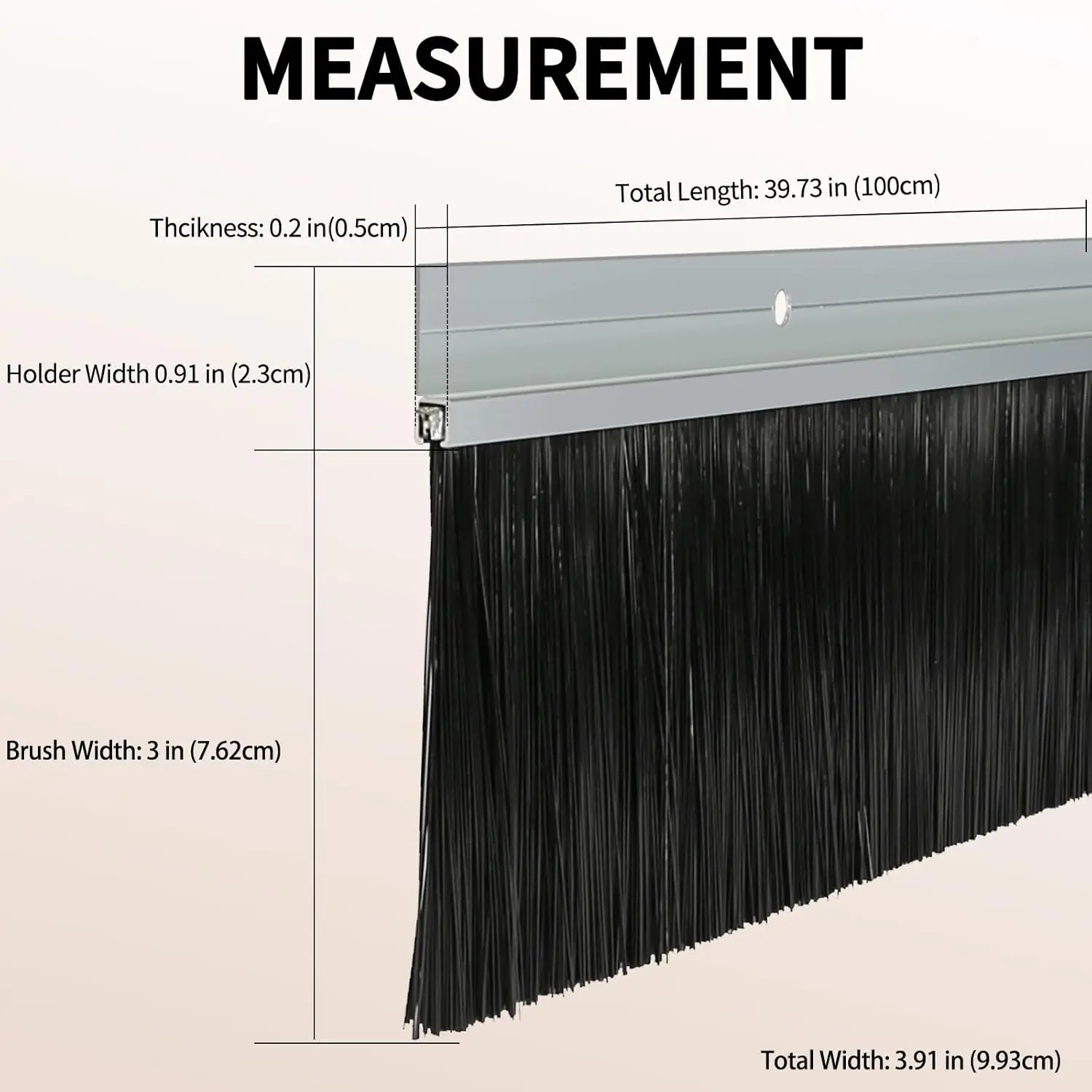 ets X 39.37 Inche Net Hair 3 Inches Wide Door Brush Sweeps Seal Garage Roll Up Door Brush Durable Easy Mounting (3 Inches