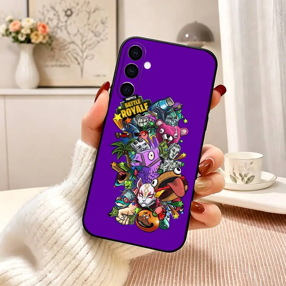 Game F-Fortnites Gift Phone Case For Samsung Galaxy A73,A72,A71,A70,A53,A52,A51,Soft Silicone Black Cover
