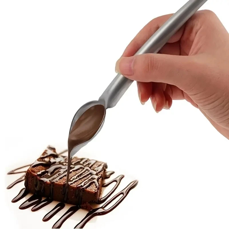 1pc Chocolate Cream Spoon Stainless Steel For Coffee Baking Cake Decoration,Sauce Embellishment Confectionery Bakery Tools