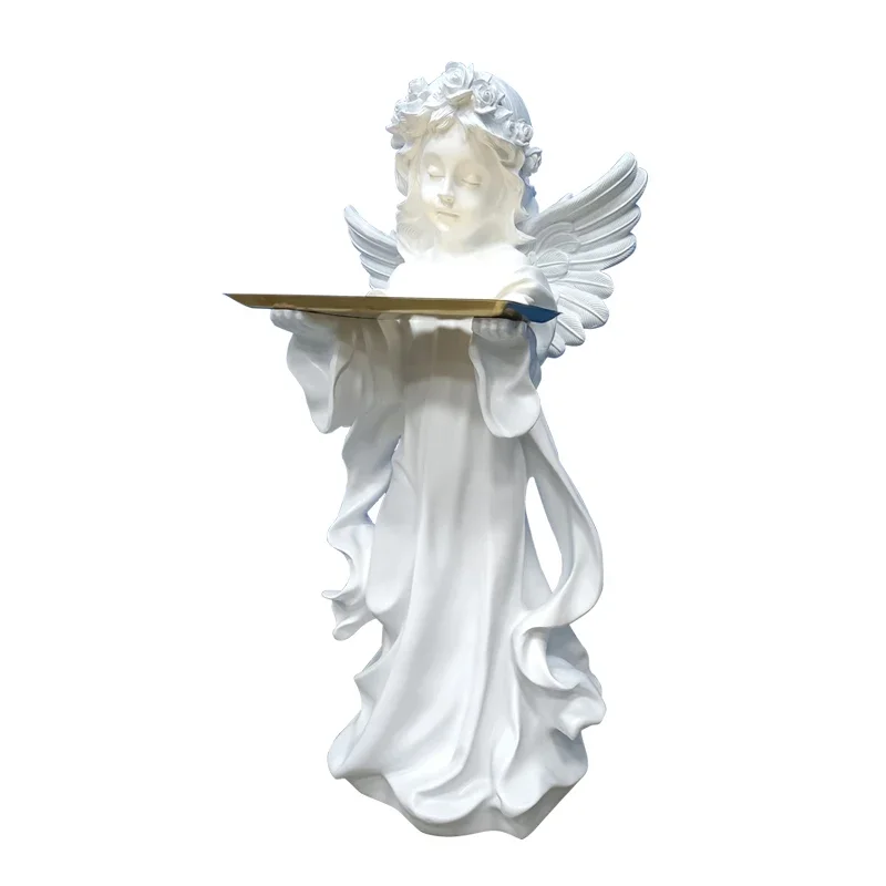 French Angel Tray Retro Large Decoration Floor Statue Decoration Living Room Bedroom