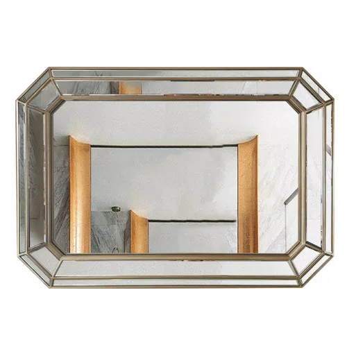 

American light luxury double basin mirror, wall-mounted square bathroom bathroom mirror, hotel entrance decoration