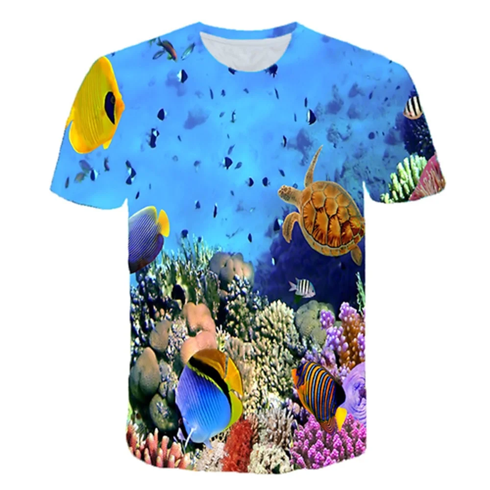 2025 Animal Fish Funny 3d Print Boy Birthday Clothes Retro Fish Boy T Shirts Kids T Shirt For Boys Short Sleeve Top Tee