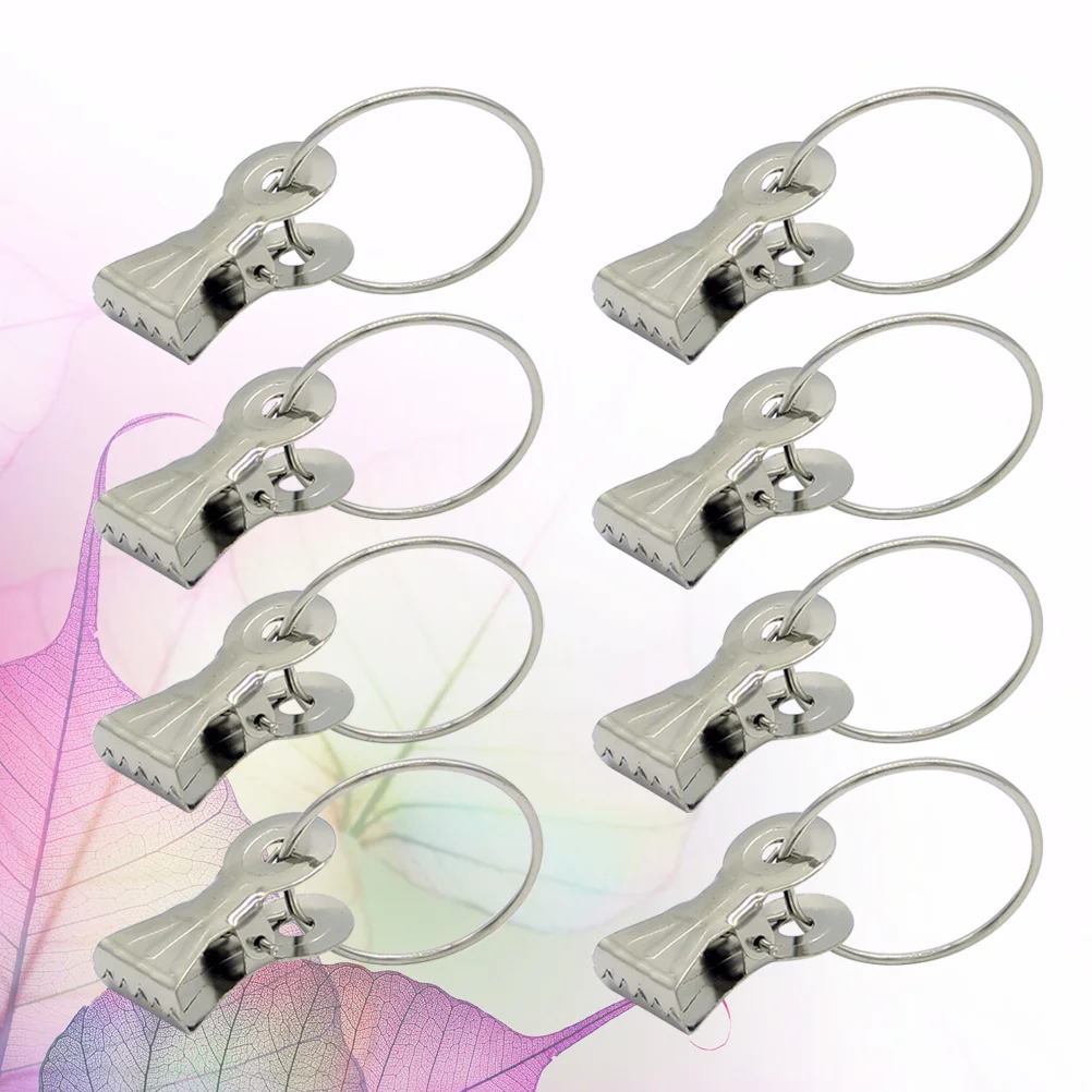 20 Pcs Window Drapes Curtain Clips Pothook Stainless Steel Ring Coat Hanger Clasp Silver with