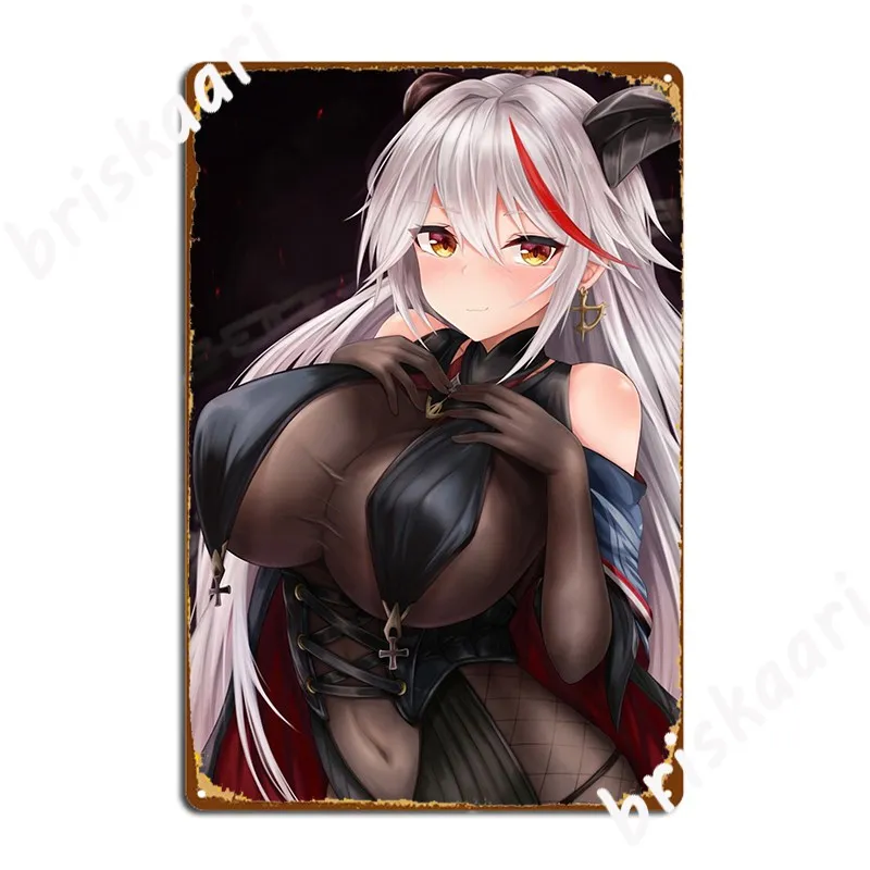 Sexy Aegir Boobs Tits Panty Ass Thighs Butt Azur Lane Al Lewd Metal Plaque Poster Garage Club Plaques Custom Tin Sign Poster