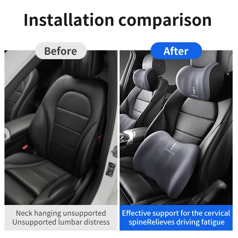 Car Headrest Support Waist Pad Lumbar Cushion Soft Neck Pillow For Lincoln Mondeo MKZ MKX Aviator Navigator Continental Corsair view 4