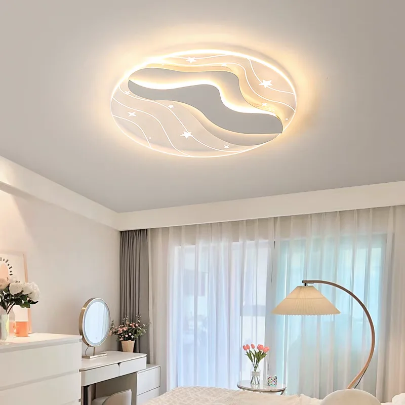 

New Romantic Warm White Ceiling Lighting Creative Round Design Led Lamp for Bedroom Living Room Remote Control Dimming Fixtures