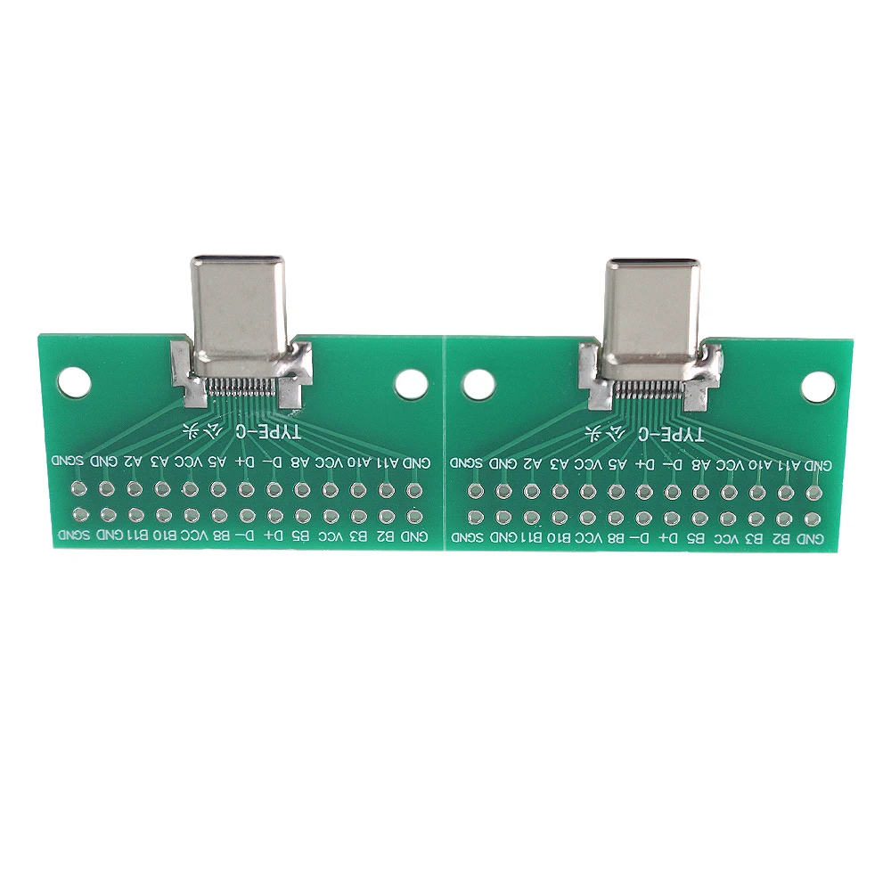 2PCS Typ-C Stecker USB 3,1 Test PCB Board Adapter Typ C 2,54mm Stecker Buchse Für daten Linie Draht Kabel
